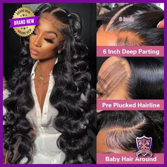 13x6 Lace Front Wig Human Hair 220% Density Pre Plucked Baby Hair 16 Inch main image 2